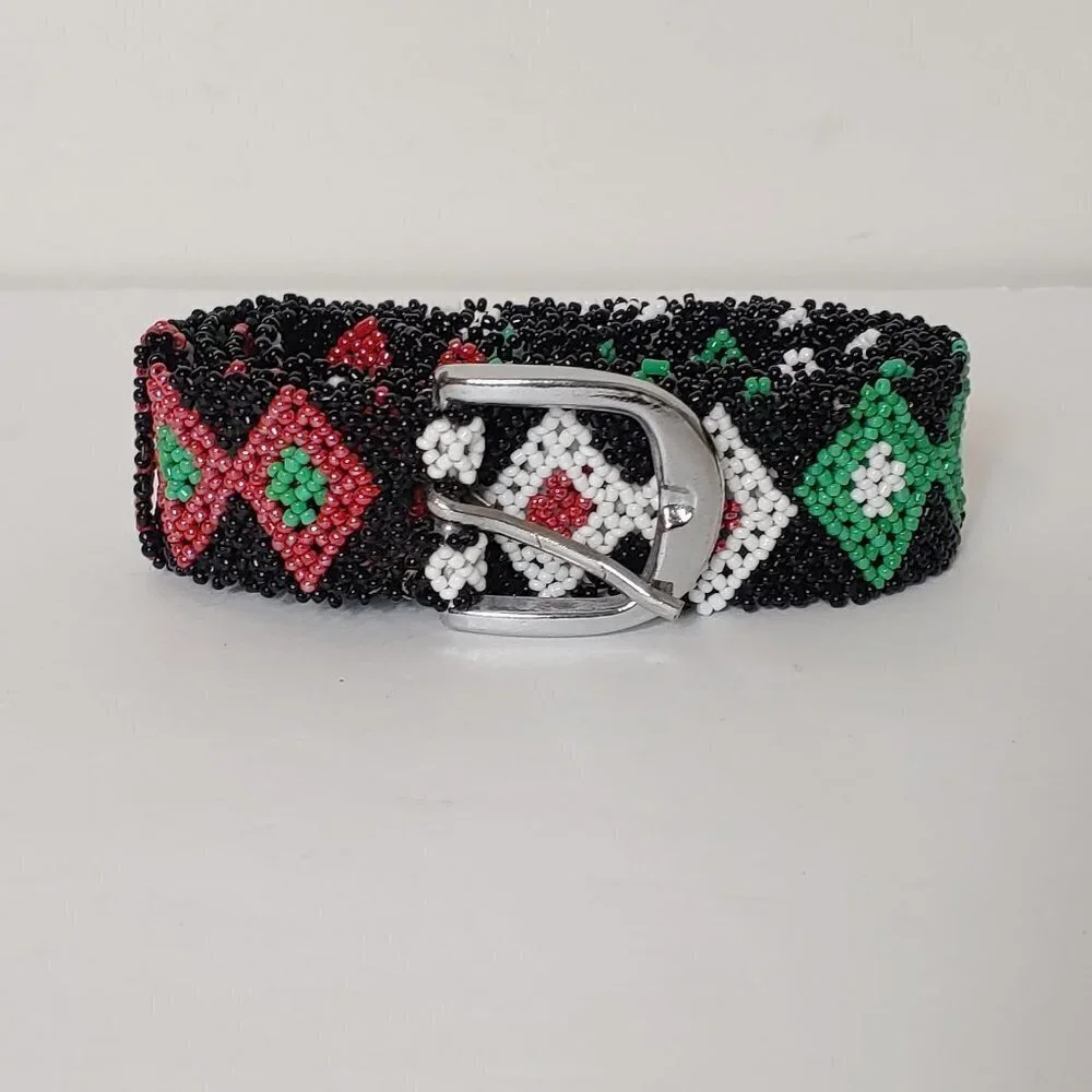 Beaded Belt Tribal‎ Native Southwestern Boho Diamond Snake Handmade Vintage